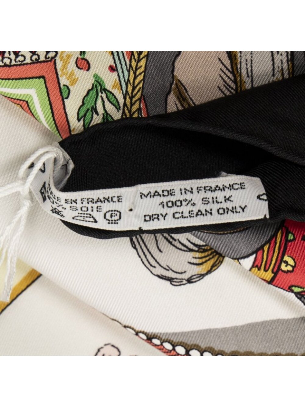 Hermes Scarf Black Red Green Silk - Picture 5 of 5